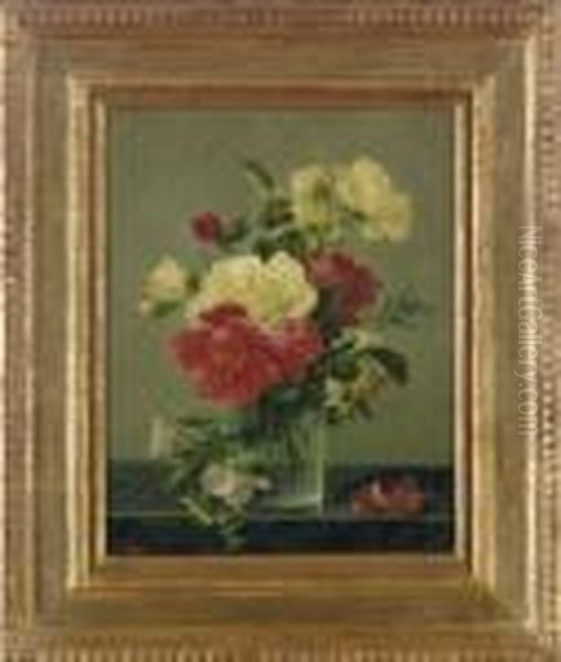 Bouquet Of Roses Oil Painting by Andre Perrachon