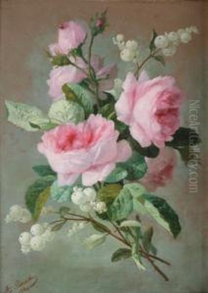 Bouquet De Roses Oil Painting by Andre Perrachon