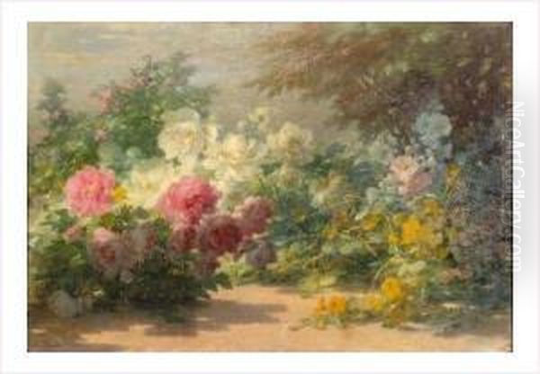 Pivoines Et Capucines Oil Painting by Andre Perrachon