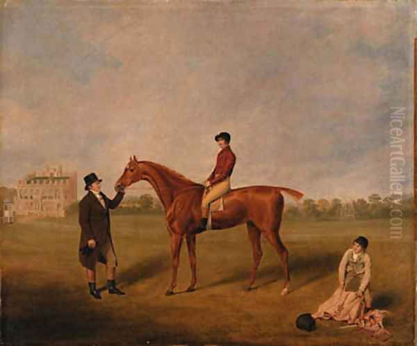 King David with Jockey Up and held by a Trainer at Newcastle Oil Painting by William Henry Davis