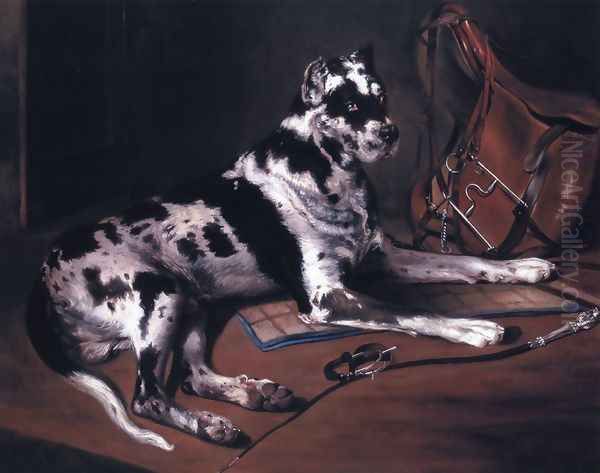 Recumbant Great Dane Oil Painting by Bernard de Gempt