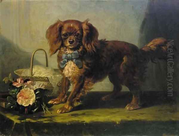 A Toy Spaniel Oil Painting by Bernard de Gempt