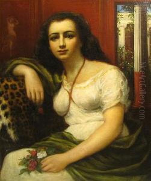 A Roman Beauty Oil Painting by Leon-Jean-Basile Perrault