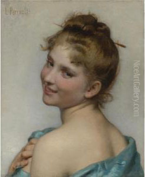 A Young Beauty Oil Painting by Leon-Jean-Basile Perrault