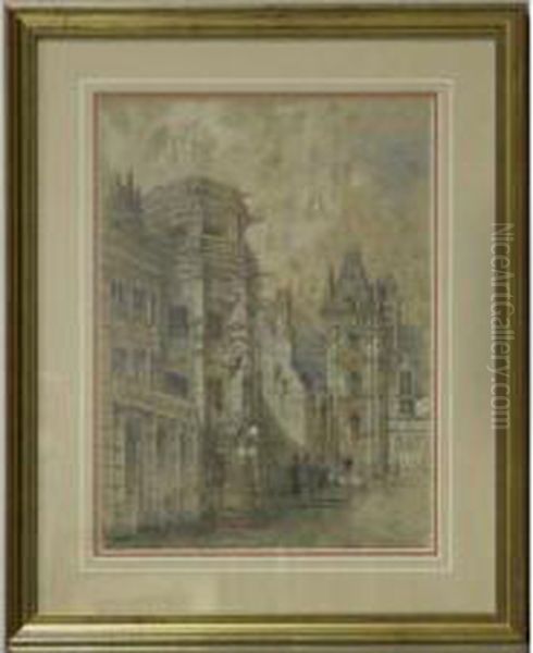 Chateau De Blois, Lescalier Francoisier Oil Painting by Leon-Jean-Basile Perrault