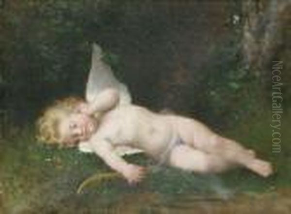 Sleeping Cupid Oil Painting by Leon-Jean-Basile Perrault