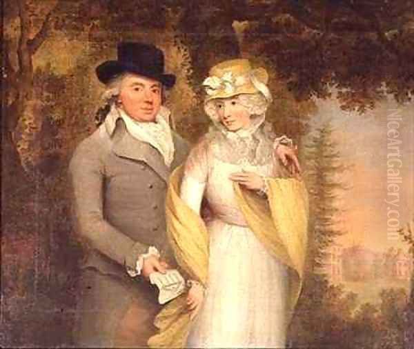 Portrait of a Gentleman and his Wife in a Park Oil Painting by John Downman