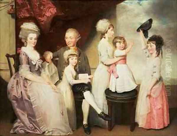 A Family Group Oil Painting by John Downman