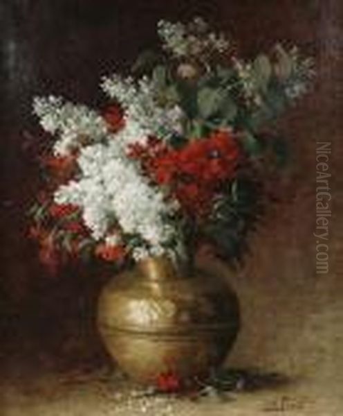 A Still Life Of Flowers Oil Painting by Aime Perret