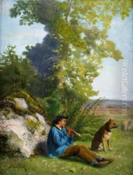 Berger Et Son Chien Oil Painting by Aime Perret