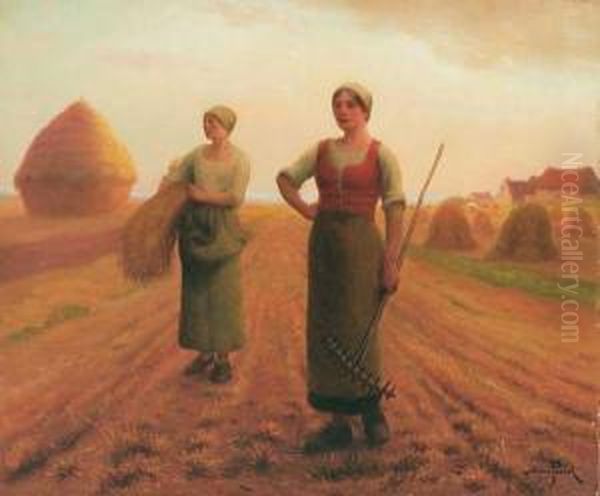 ''the Harvesters'' Oil Painting by Aime Perret