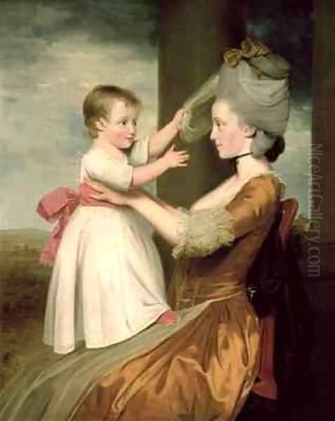 A Portrait of Elizabeth Mortlock and her son John Mortlock the Younger Oil Painting by John Downman