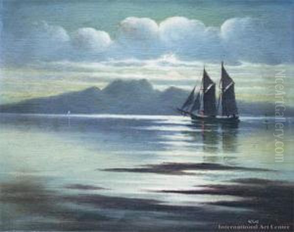 Rangitoto Oil Painting by John Douglas Perrett