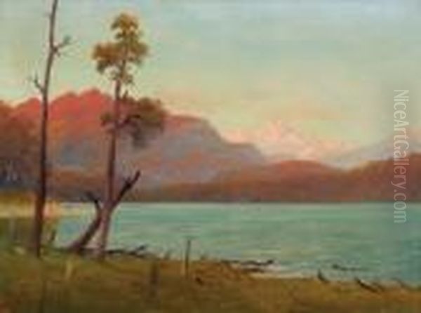 Lake Scene Oil Painting by John Douglas Perrett