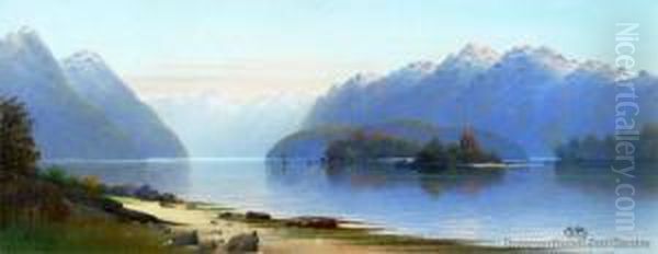 Lake Te Anau Oil Painting by John Douglas Perrett