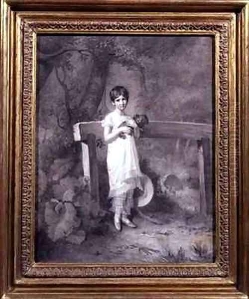 Portrait of Miss Caroline Foster Barham Oil Painting by John Downman