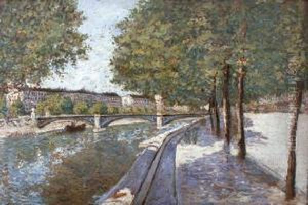 Le Pont Sur La Seine Oil Painting by Alexandre Perrier