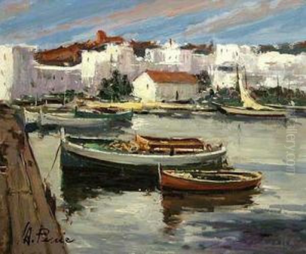 Puerto Pesquero.
 Oleo Sobre Lienzo. 46 X 55 Cms Oil Painting by Alexandre Perrier