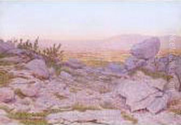 Paysage Rocheux, 1899 
Rocky Landscape, 1899 Oil Painting by Alexandre Perrier