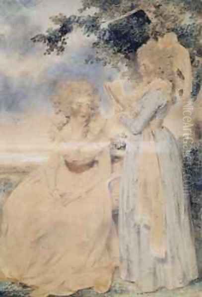 The Two Duchesses of Devonshire Oil Painting by John Downman