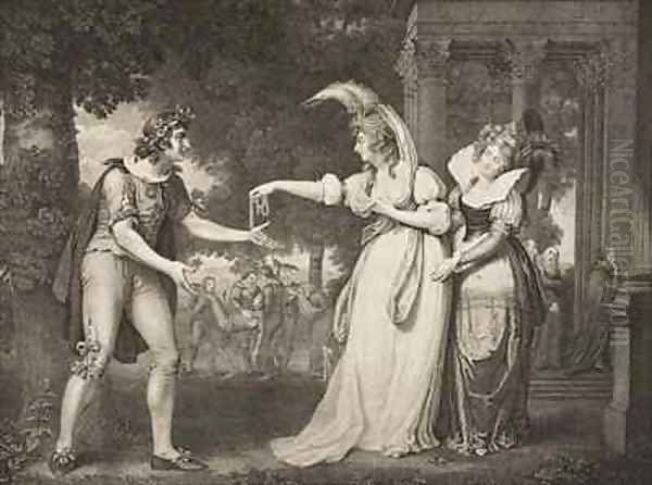 Lawn before the Dukes palace Act I Scene II from As You Like It from The Boydell Shakespeare Gallery Oil Painting by John Downman