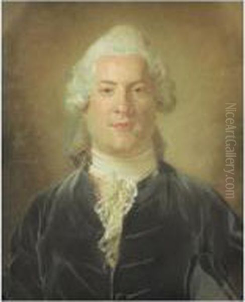 Portrait Presume De Monsieur De Laval, Maitre A Danser Des Enfants Du Roi Oil Painting by Jean-Baptiste Perronneau