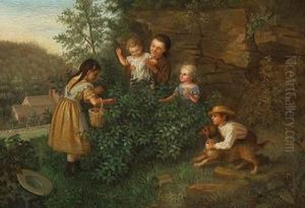 Discovering The Birds Nest Oil Painting by Enoch Wood Perry