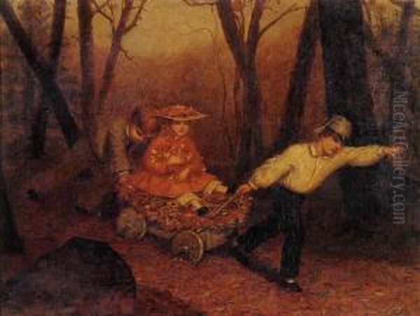 Collecting Autumn Leaves Oil Painting by Enoch Wood Perry