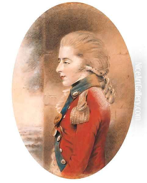 Portrait of an officer, half-length, facing left, in a scarlet uniform, possibly Prince Edward Augustus, Duke of Kent Oil Painting by John Downman