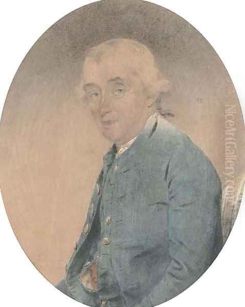 Portrait of General Spencer Cowper, half-length, in a blue jacket Oil Painting by John Downman