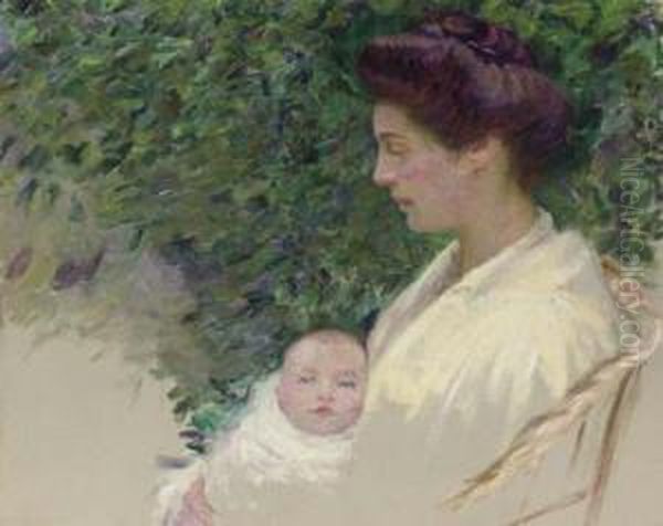 Mother And Baby (alice Grew And Anita) Oil Painting by Lilla Calbot Perry