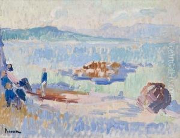 Pecheurs A La Ponche A Saint-tropez Oil Painting by Henri Person