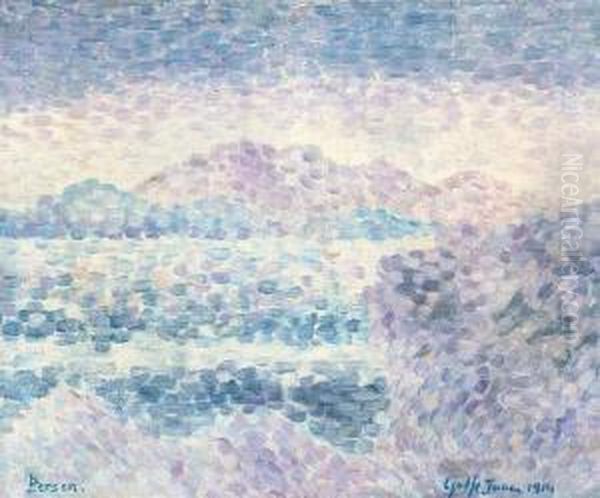 Paysage Pointilliste. Golfe Juan, 1914. Oil Painting by Henri Person