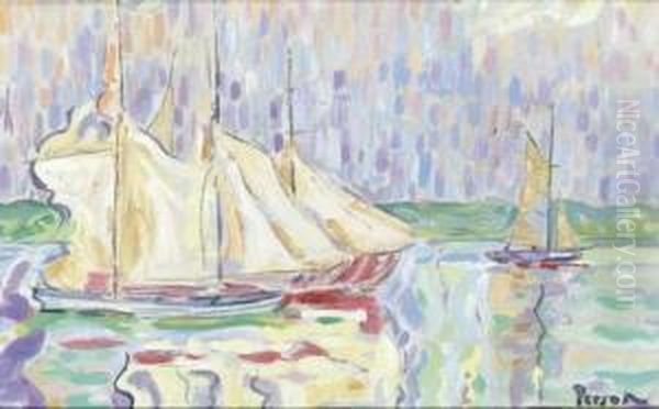 Bateaux Pres De St. Tropez Oil Painting by Henri Person