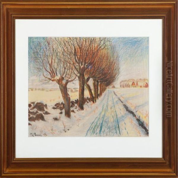 A Winter Landscape From Glumslov Oil Painting by Peter Adolf Persson