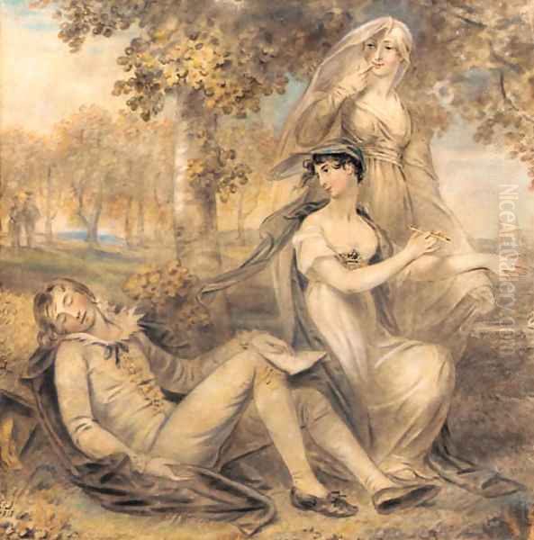 The poet's muses Oil Painting by John Downman