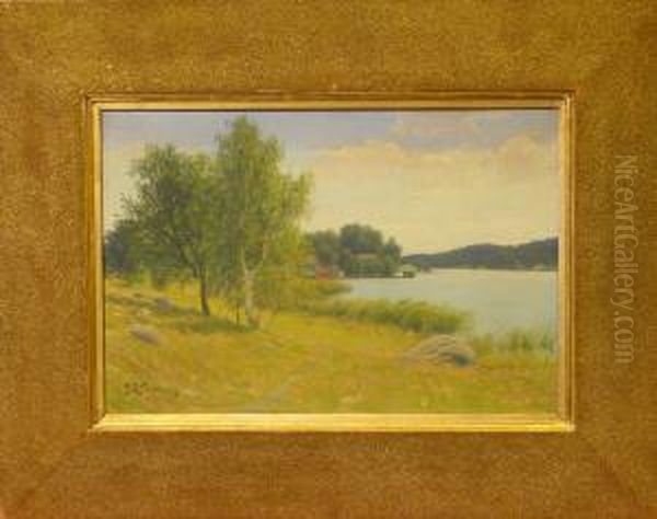 Landskap. Oil Painting by Peter Adolf Persson