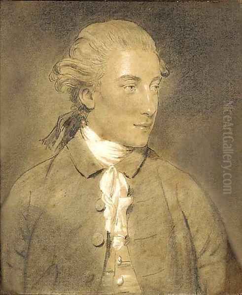 Portrait of John Mortlock of Cambridge (1755-1816), half length, in a black jacket and white stock Oil Painting by John Downman