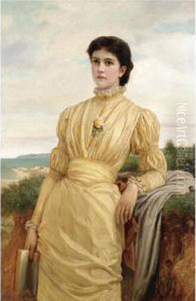 The Lady In The Yellow Dress Oil Painting by Charles E. Perugini