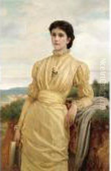 Portrait Of A Lady Oil Painting by Charles E. Perugini