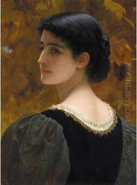 A Backward Glance Oil Painting by Charles E. Perugini