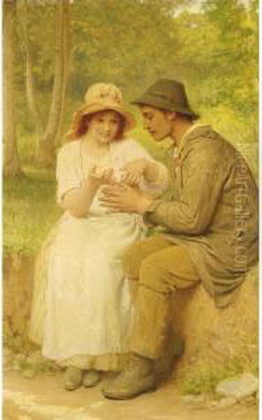 Il Gioco Del Filo Oil Painting by Charles E. Perugini