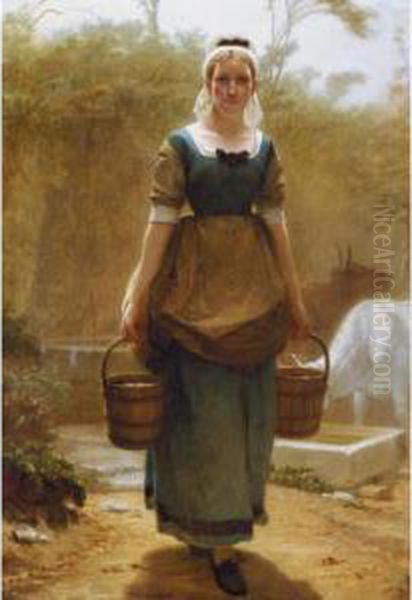 Return From The Well Oil Painting by Charles E. Perugini