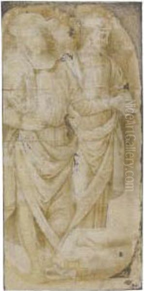 Two Standing Male Figures Oil Painting by Pietro Perugino