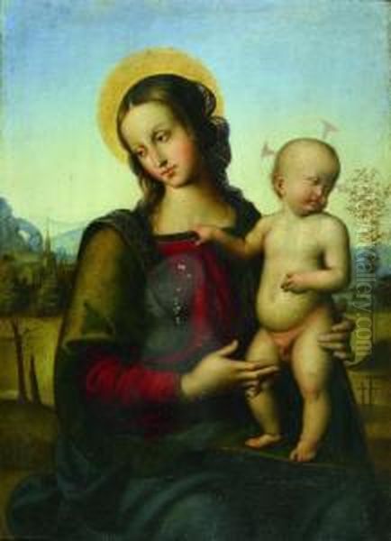 Madonna Mit Kind. Oil Painting by Pietro Perugino