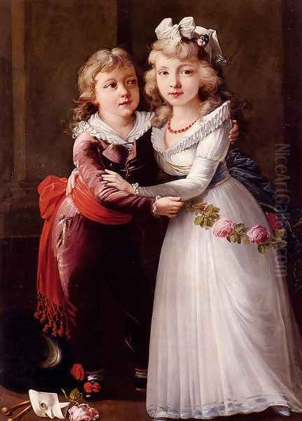 Portrait Of A Young Boy And Girl Oil Painting by Joseph Dorffmeister