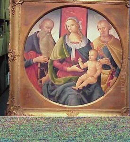 Madonna And Child With Saint Peter And St. Paul Oil Painting by Pietro Perugino