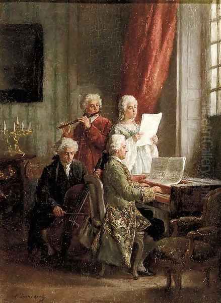 The recital Oil Painting by Leon Marie Dansaert