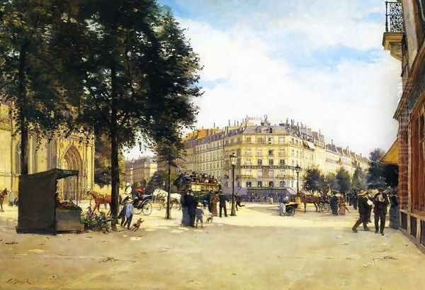 Junction of the Boulevard Magenta, Boulevard de Strasbourg and the Rue du Faubourg Saint Martin, Paris Oil Painting by Paul Joseph Victor Dargaud