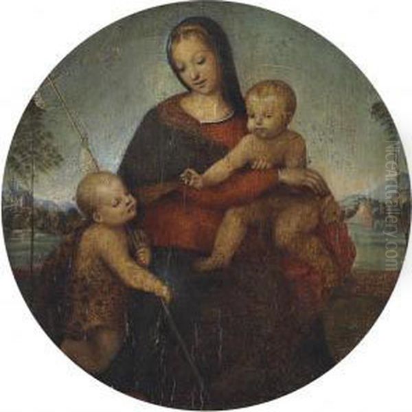 The Madonna And Child With Saint John The Baptist Oil Painting by Antonio Francesco Peruzzini